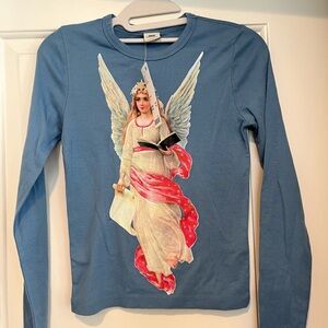 Urban Outfitters long sleeve angel tee - size S, blue